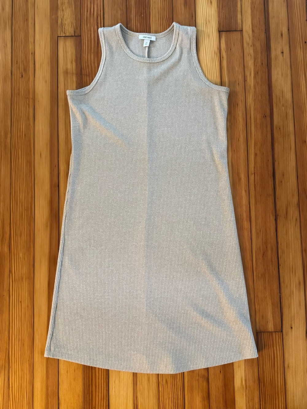 Nine West Sleeveless Midi Tank Dress in Light Beige